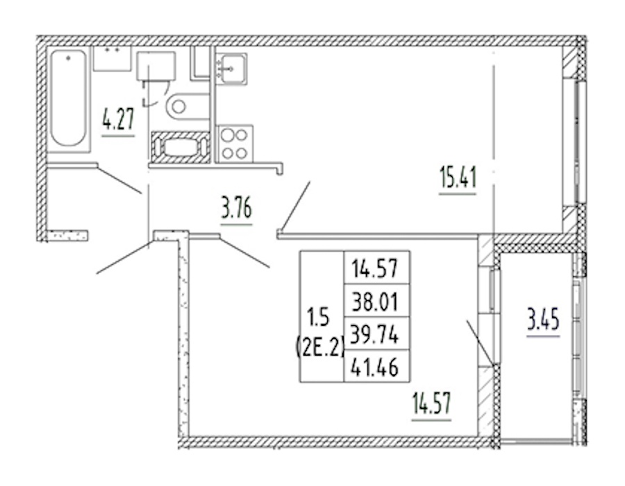 1-комнатная квартира 38.01 м², 3/10 эт., ЖК «Полис Приморский 2»